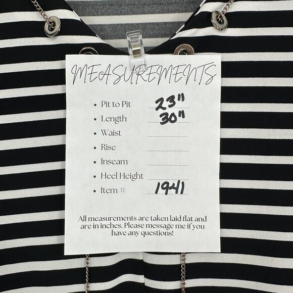 Chicos Womens Blouse Top Size 3 XL Black White Striped Chain Stretch Office Work - Picture 3 of 11